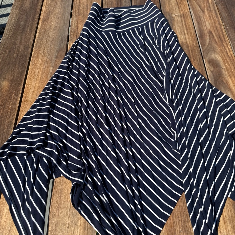 Navy and White Striped Women's Skirt